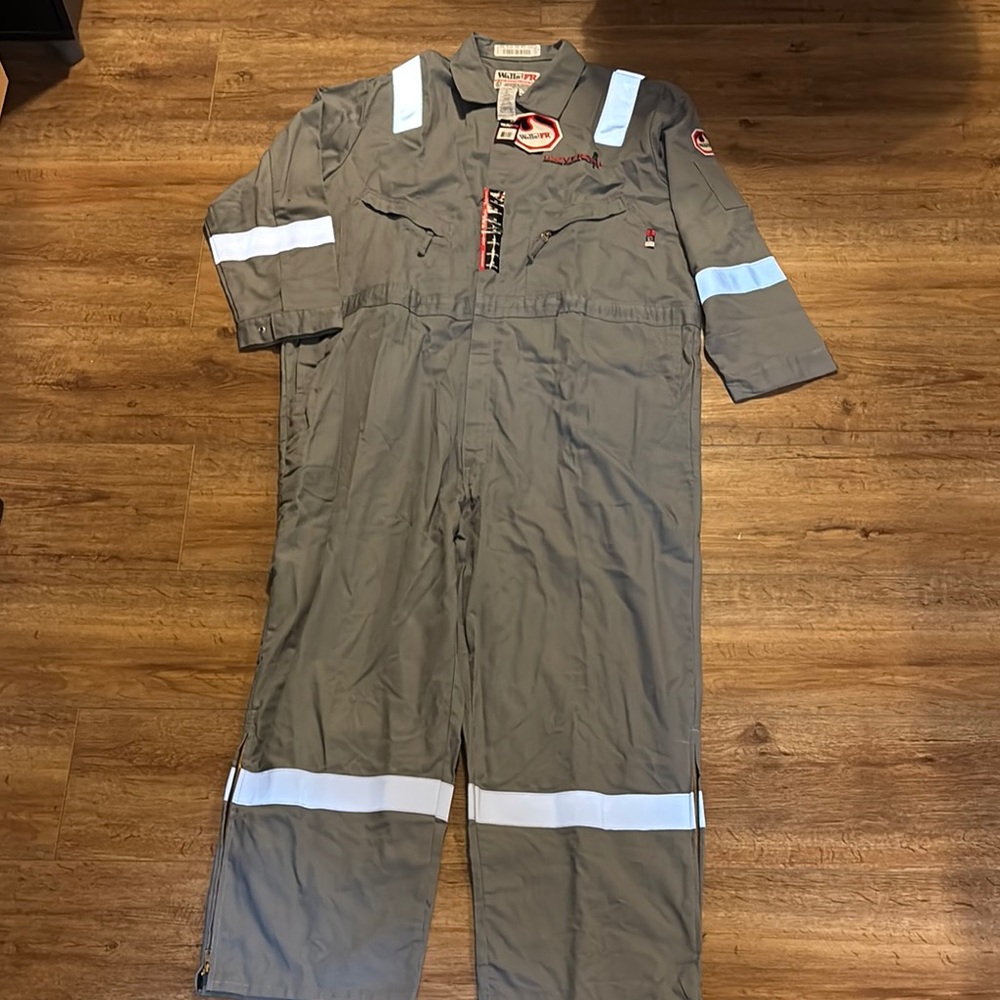 Walls Gray Work Coveralls with Reflective Stripes